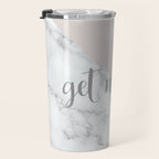 Get Naked, Funny Bathroom Art,  Marble, Blush Pink, Grey Travel Mug Gallery Image 3