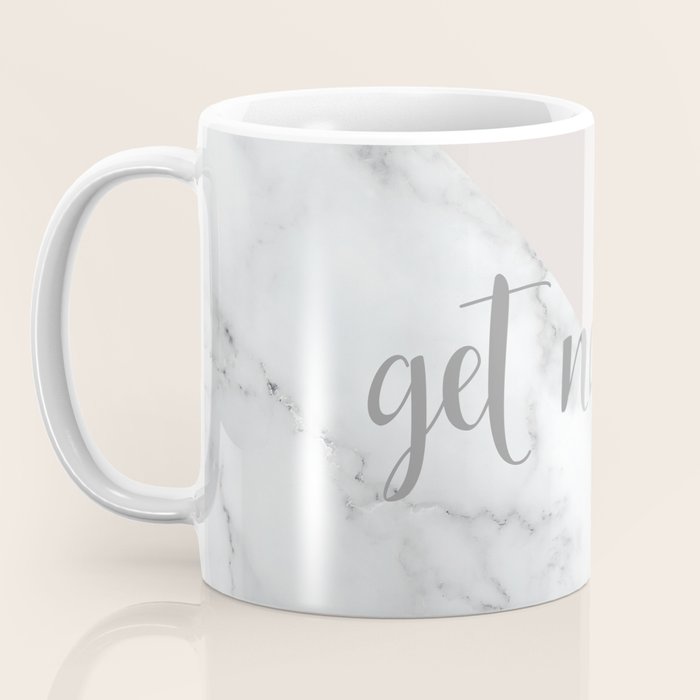 Get Naked, Funny Bathroom Art,  Marble, Blush Pink, Grey Coffee Mug Gallery Image 3