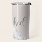 Get Naked, Funny Bathroom Art,  Marble, Blush Pink, Grey Travel Mug Gallery Image 2