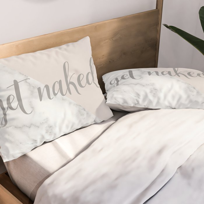 Get Naked, Funny Bathroom Art,  Marble, Blush Pink, Grey Pillow Sham Gallery Image 2