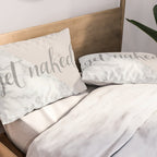 Get Naked, Funny Bathroom Art,  Marble, Blush Pink, Grey Pillow Sham Gallery Image 2