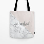 Get Naked, Funny Bathroom Art,  Marble, Blush Pink, Grey Tote Bag Gallery Image 1