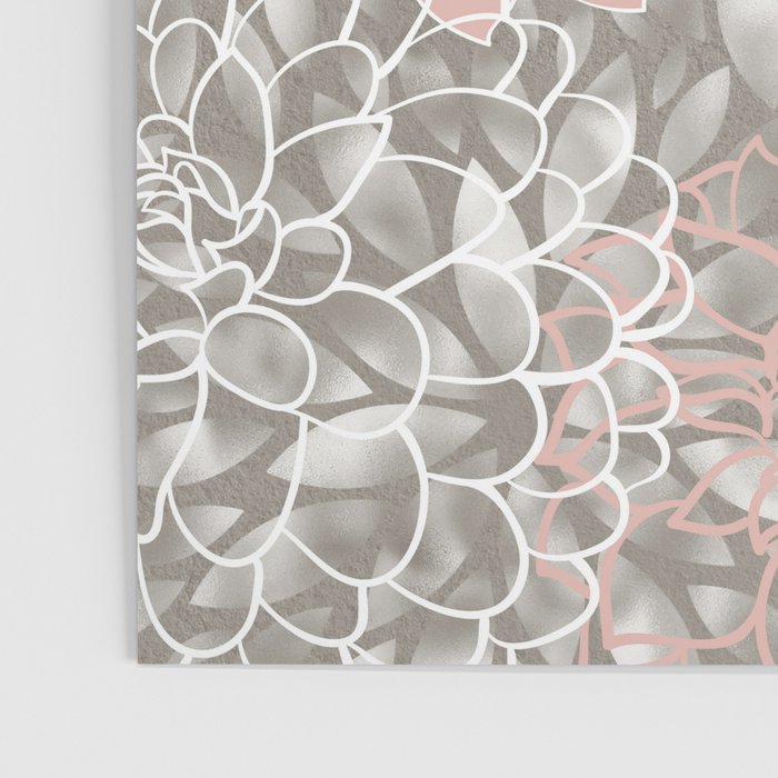 Floral Dahlias, Blush Pink, Gray, White Poster Gallery Image 3