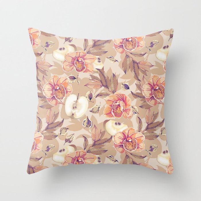 Tropical flowers autumn field Throw Pillow Gallery Image 6