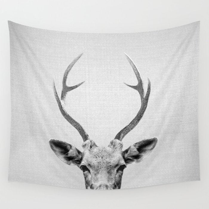 Deer - Black & White Wall Tapestry Gallery Image 1