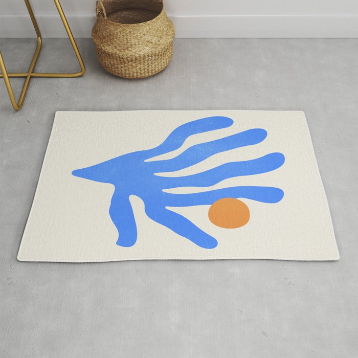 Jazz Blue Leaf: Matisse Series 02 | Mid-Century Edition Rug Gallery Image 1