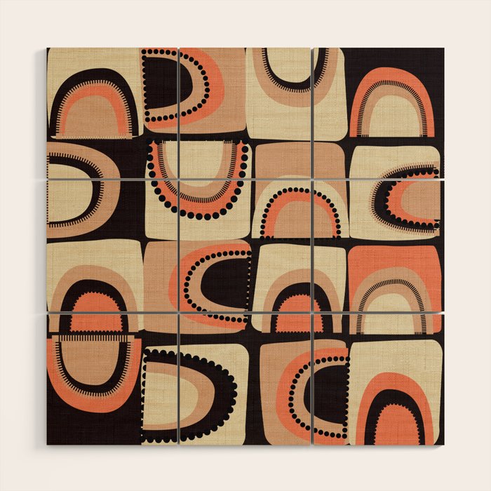 checkers rainbows modern shapes Wood Wall Art Gallery Image 1
