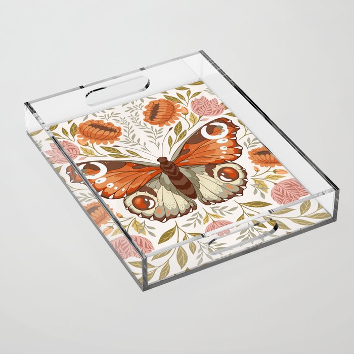 William Morris Inspired Butterfly Acrylic Tray Gallery Image 1