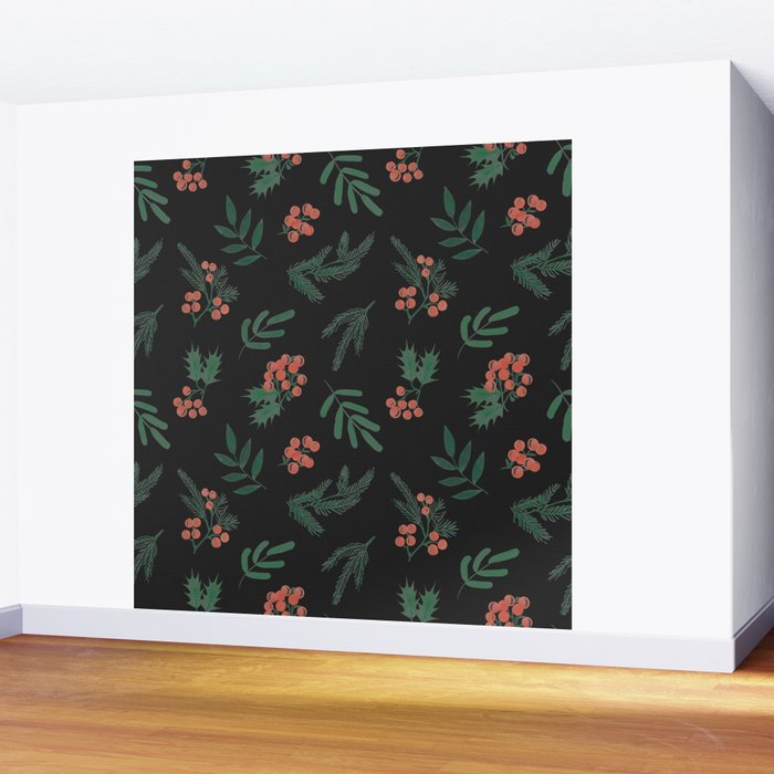 Yuletide Botanical Print Wall Mural Gallery Image 2