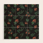 Yuletide Botanical Print Wood Wall Art Gallery Image 1