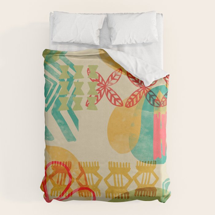 Modern 50s Tiki Party Throwback Pattern Beige Duvet Cover Gallery Image 6