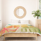 Modern 50s Tiki Party Throwback pattern Beige Duvet Cover Gallery Image 3
