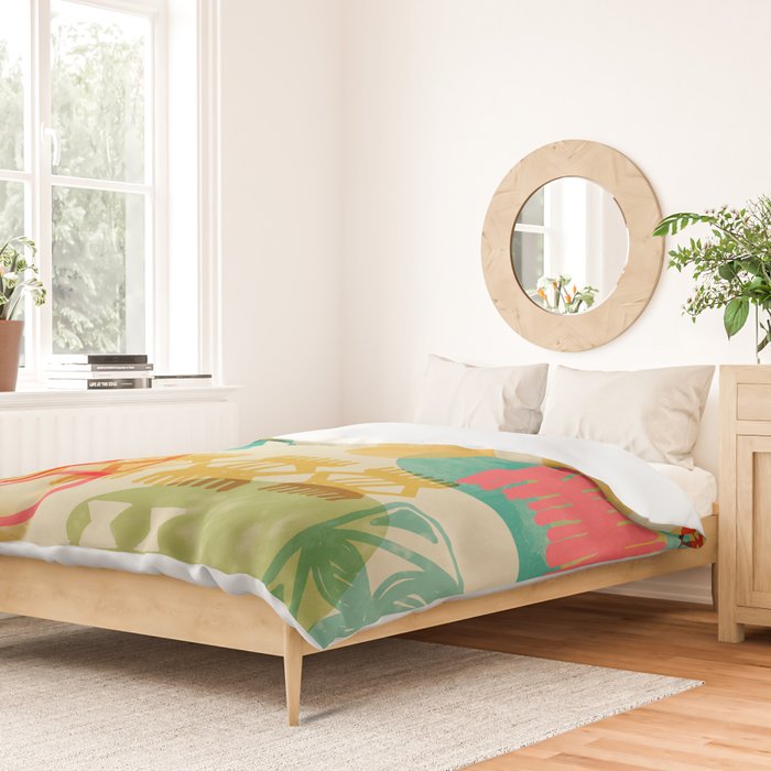 Modern 50s Tiki Party Throwback pattern Beige Duvet Cover Gallery Image 2