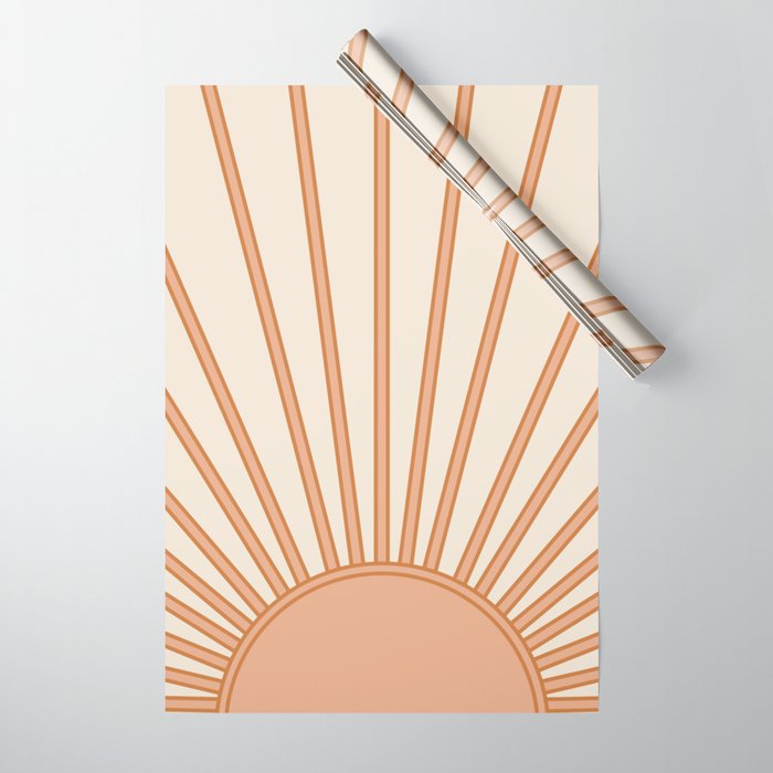 Sun Print Sunrise Sunshine Sun Wall Art Boho Sun Earth Tones Terracotta Mid Century Modern Decor  Wrapping Paper Gallery Image 1