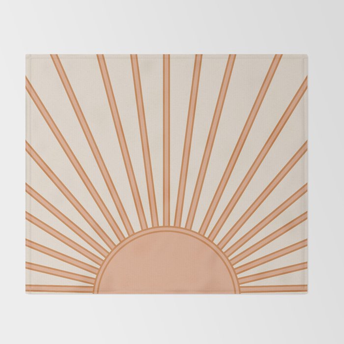 Sun Print Sunrise Sunshine Sun Wall Art Boho Sun Earth Tones Terracotta Mid Century Modern Decor  Throw Blanket Gallery Image 2