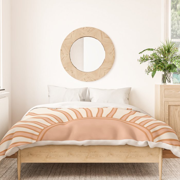 Sun Print Sunrise Sunshine Sun Wall Art Boho Sun Earth Tones Terracotta Mid Century Modern Decor  Duvet Cover Gallery Image 3