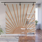 Sun Print Sunrise Sunshine Sun Wall Art Boho Sun Earth Tones Terracotta Mid Century Modern Decor  Wall Mural Gallery Image 1