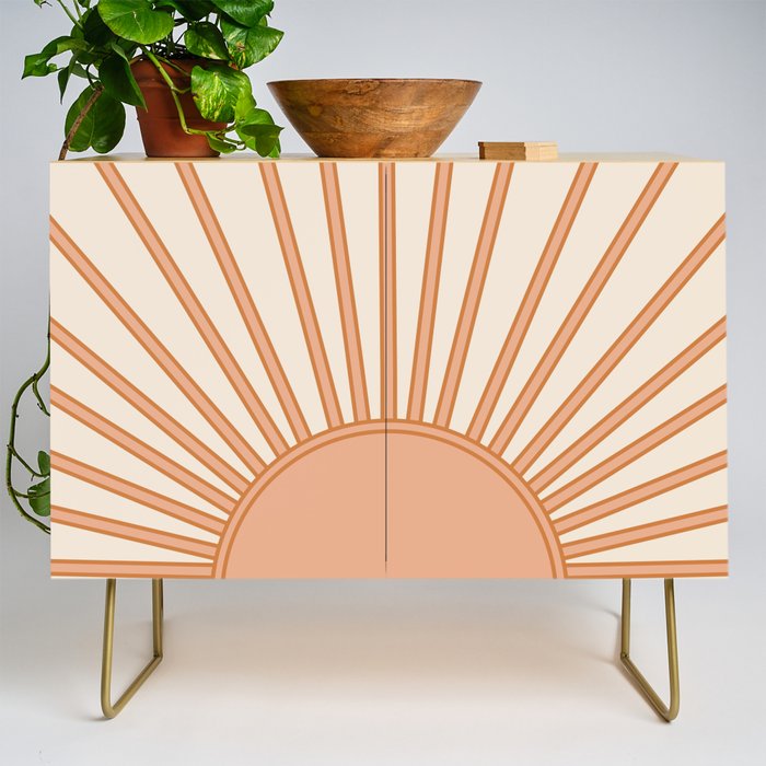 Sun Print Sunrise Sunshine Sun Wall Art Boho Sun Earth Tones Terracotta Mid Century Modern Decor  Credenza Gallery Image 1