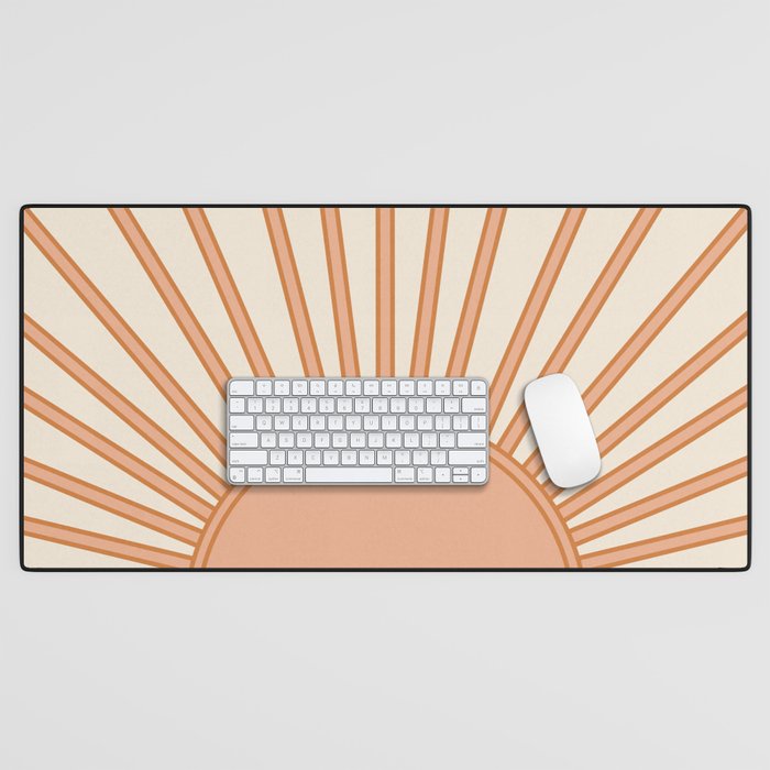Sun Print Sunrise Sunshine Sun Wall Art Boho Sun Earth Tones Terracotta Mid Century Modern Decor  Desk Mat Gallery Image 1
