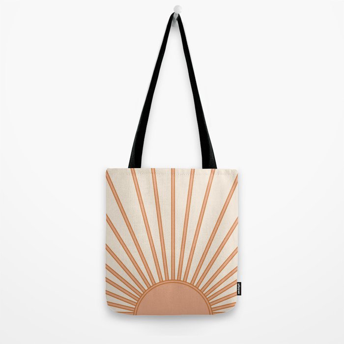 Sun Print Sunrise Sunshine Sun Wall Art Boho Sun Earth Tones Terracotta Mid Century Modern Decor  Tote Bag Gallery Image 2