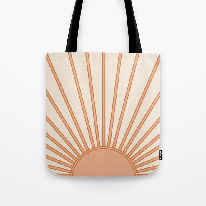 Sun Print Sunrise Sunshine Sun Wall Art Boho Sun Earth Tones Terracotta Mid Century Modern Decor  Tote Bag Gallery Image 1