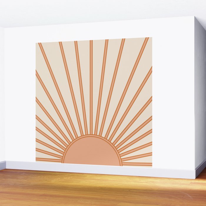 Sun Print Sunrise Sunshine Sun Wall Art Boho Sun Earth Tones Terracotta Mid Century Modern Decor  Wall Mural Gallery Image 2