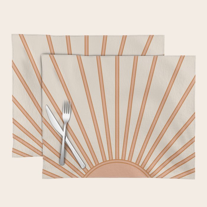 Sun Print Sunrise Sunshine Sun Wall Art Boho Sun Earth Tones Terracotta Mid Century Modern Decor  Placemat Gallery Image 1