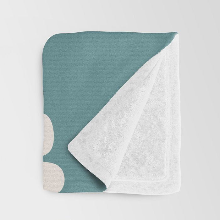 Retro Daisy Abstract XXII Teal Green Bold Floral Throw Blanket Gallery Image 3