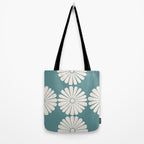 Retro Daisy Abstract XXII Teal Green Bold Floral Tote Bag Gallery Image 2