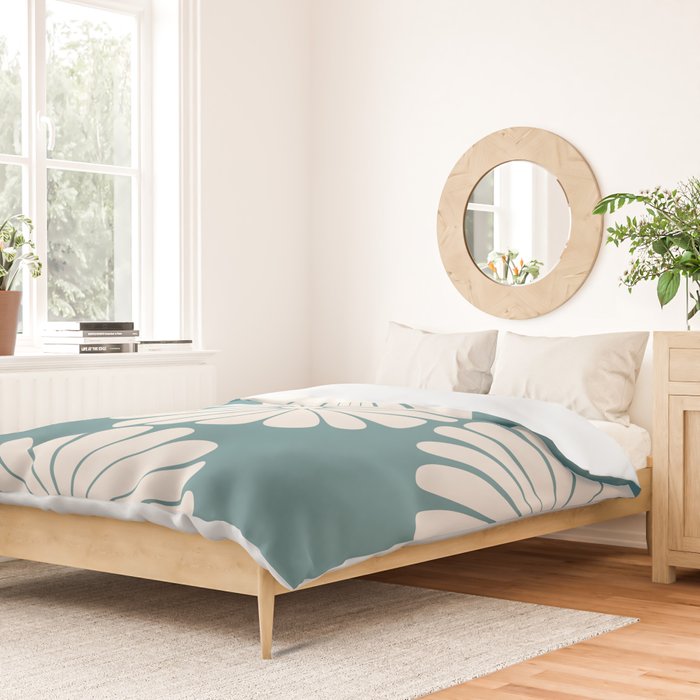 Retro Daisy Abstract XXII Teal Green Bold Floral Duvet Cover Gallery Image 2