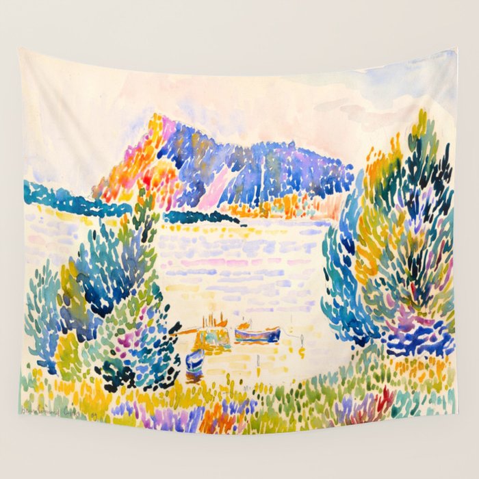 Henri-Edmond Cross Neo-Impressionism Pointillism Cap Nègre 1909 WatercolorPainting Wall Tapestry Gallery Image 4