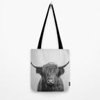 Highland Cow - Black & White Tote Bag Gallery Image 2