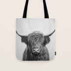 Highland Cow - Black & White Tote Bag Gallery Image 1