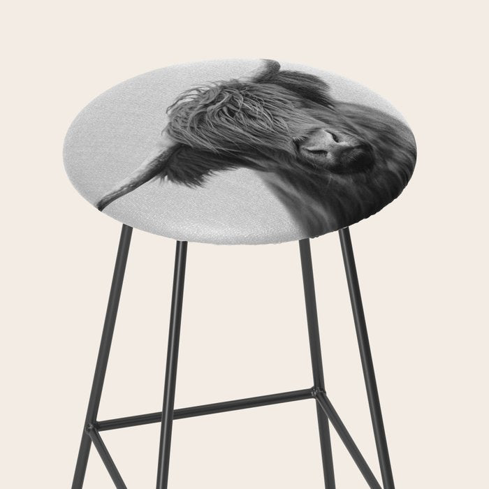 Highland Cow - Black & White Stool Gallery Image 2