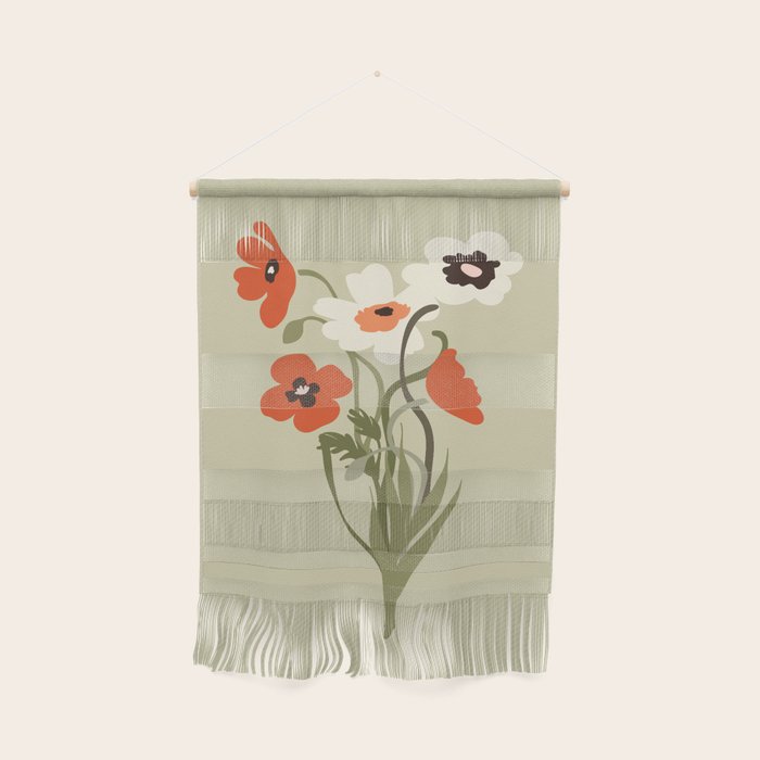 Flower Market, Floral illustration, Retro mid century art Wall Hanging Gallery Image 1