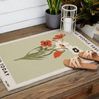 Flower Market, Floral illustration, Retro mid century art Outdoor Rug Gallery Image 2