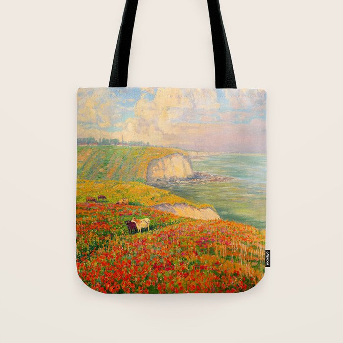 Václav Radimský (1867-1946) Normandy coast in bloom Impressionist Landscape Painting Bright Colors Tote Bag Gallery Image 1