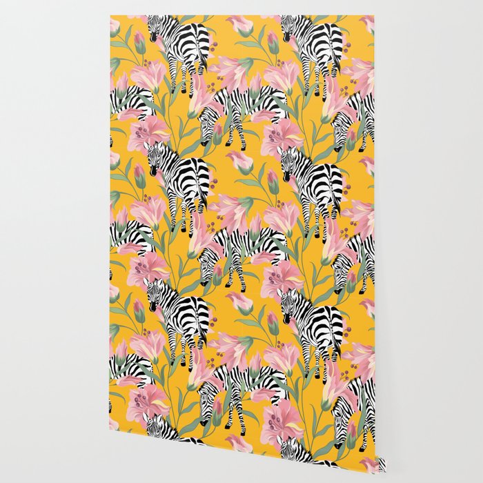 Striped For Life | Zebra Mango Forest | Modern Bohemian Wildlife Jungle | Botanical Nature Wallpaper Gallery Image 2