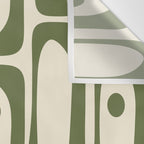 Mid Century Modern Abstract Piquet Pattern in Olive Green and Cream Wall Tapestry Gallery Image 3