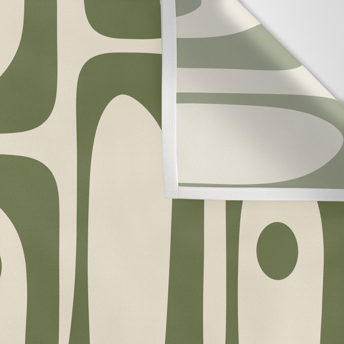 Mid Century Modern Abstract Piquet Pattern in Olive Green and Cream Wall Tapestry Gallery Image 3