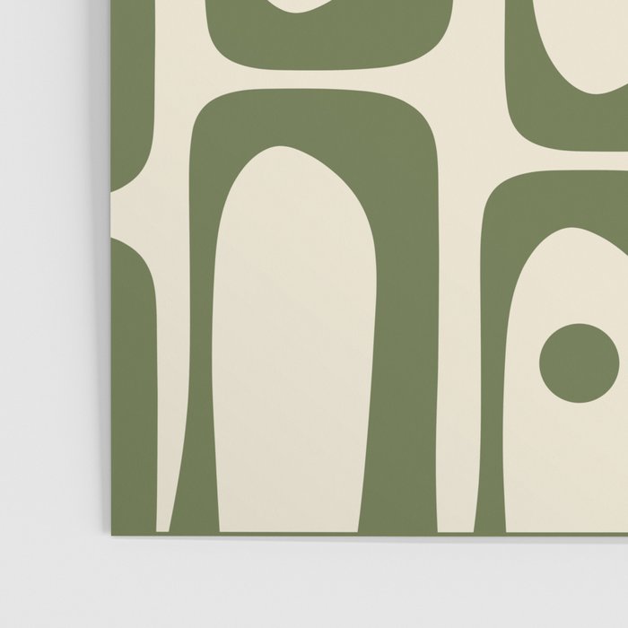 Mid Century Modern Abstract Piquet Pattern in Olive Green and Cream Poster Gallery Image 3