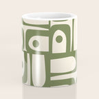 Mid Century Modern Abstract Piquet Pattern in Olive Green and Cream Coffee Mug Gallery Image 4