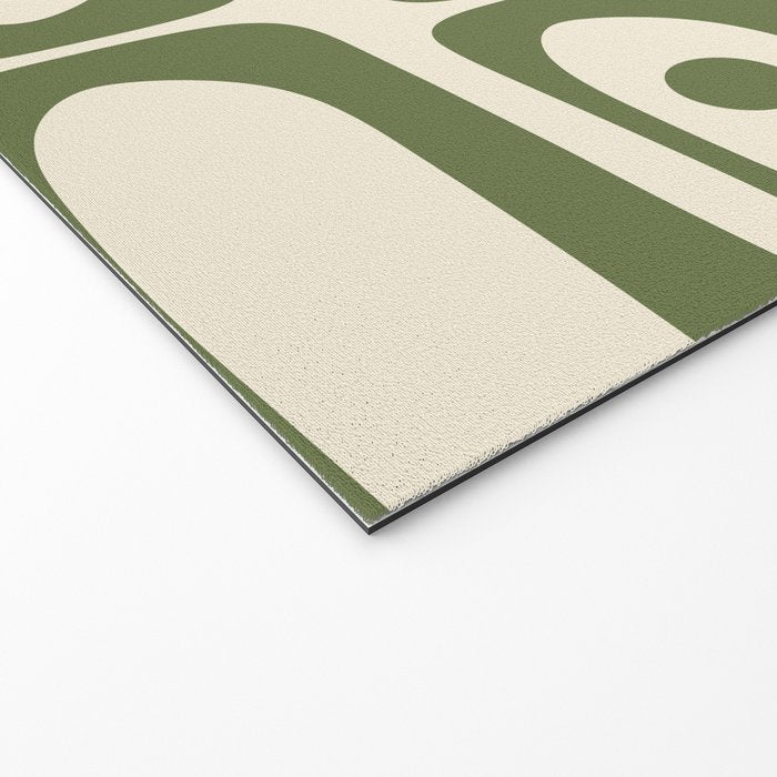 Mid Century Modern Abstract Piquet Pattern in Olive Green and Cream Welcome Mat Gallery Image 2