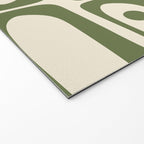 Mid Century Modern Abstract Piquet Pattern in Olive Green and Cream Welcome Mat Gallery Image 2