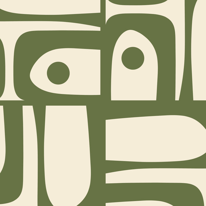 Mid Century Modern Abstract Piquet Pattern in Olive Green and Cream Coffee Mug Gallery Image 2