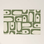 Mid Century Modern Abstract Piquet Pattern in Olive Green and Cream Welcome Mat Gallery Image 1