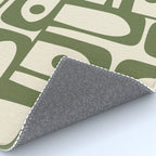 Mid Century Modern Abstract Piquet Pattern in Olive Green and Cream Rug Gallery Image 4