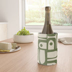 Mid Century Modern Abstract Piquet Pattern in Olive Green and Cream Wine Chiller Gallery Image 4