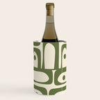 Mid Century Modern Abstract Piquet Pattern in Olive Green and Cream Wine Chiller Gallery Image 3