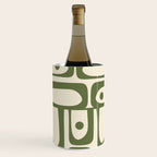 Mid Century Modern Abstract Piquet Pattern in Olive Green and Cream Wine Chiller Gallery Image 2